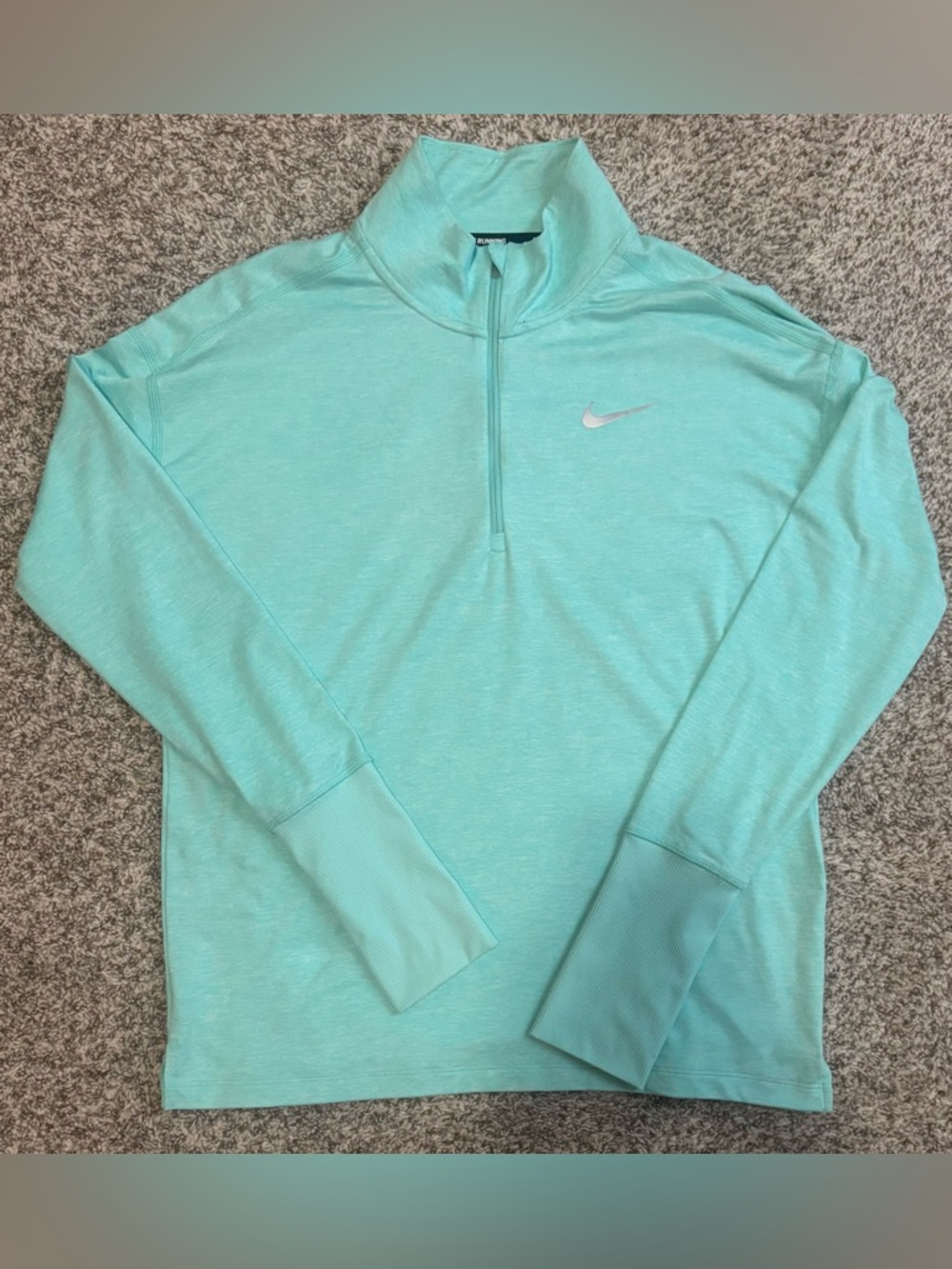 Nike Dri-FIT 1/4 Zip Running Pullover Teal Small Thumbholes Athletic Top